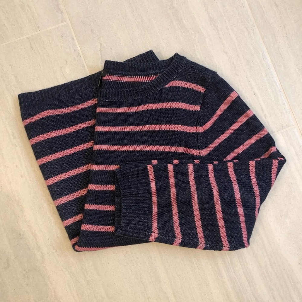 Talbots 100% Linen Striped Sweater Size Medium P - image 5